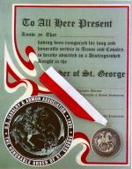 Order of Saint George Black Medallion w/ Certificate